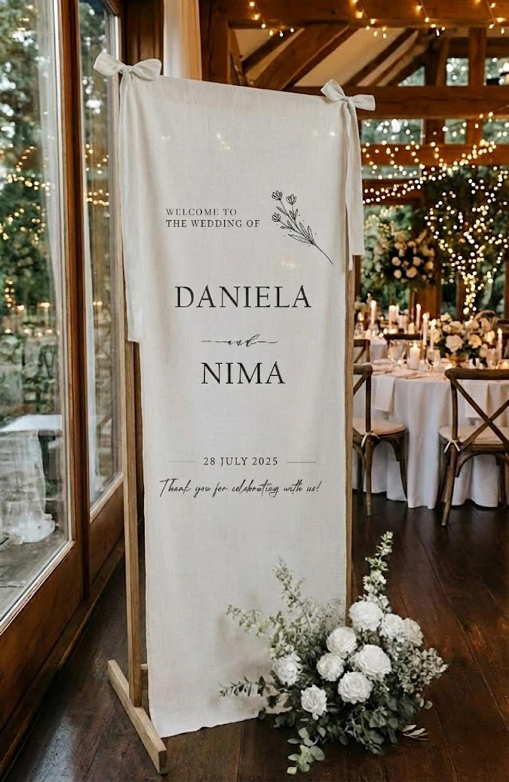 Custom Fabric Wedding Welcome Sign, Modern Wedding Sign, Wedding Banner, Personalised Wedding Decor, Engagement Party Sign, Boho Wedding