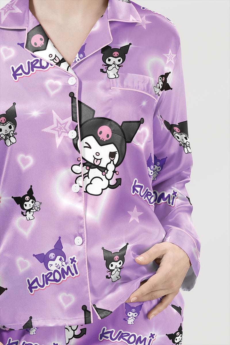 White Little Bunny Satin Pajamas Set, Black Hooded Bunny Sleepwear, Cute Birthday Gift, Halloween Christmas Gift Shirt