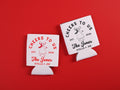 Wedding Cake Personalized Can Coolers - Cheers Bride and Groom Drink Sleeves - Custom Party Favors