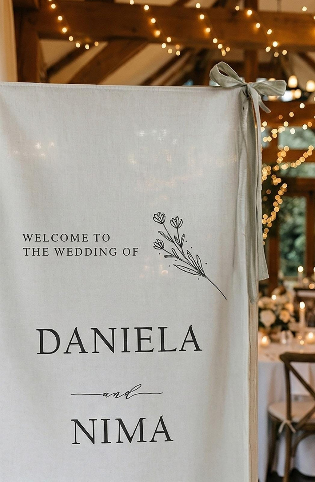 Custom Fabric Wedding Welcome Sign, Modern Wedding Sign, Wedding Banner, Personalised Wedding Decor, Engagement Party Sign, Boho Wedding