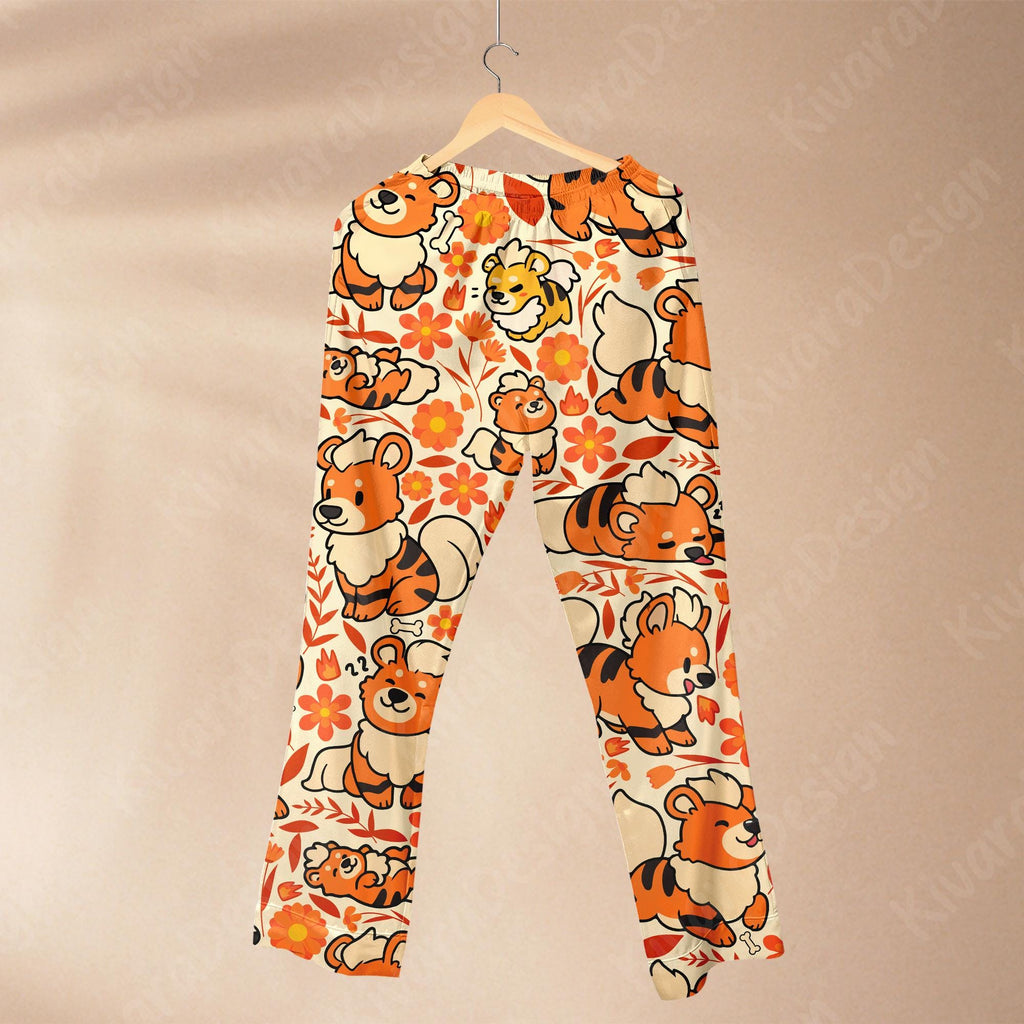 Growlithe Art Pajama Set, Summer Beach Soft Polyester Anime Sleepwear Gift Gamer Cozy Set