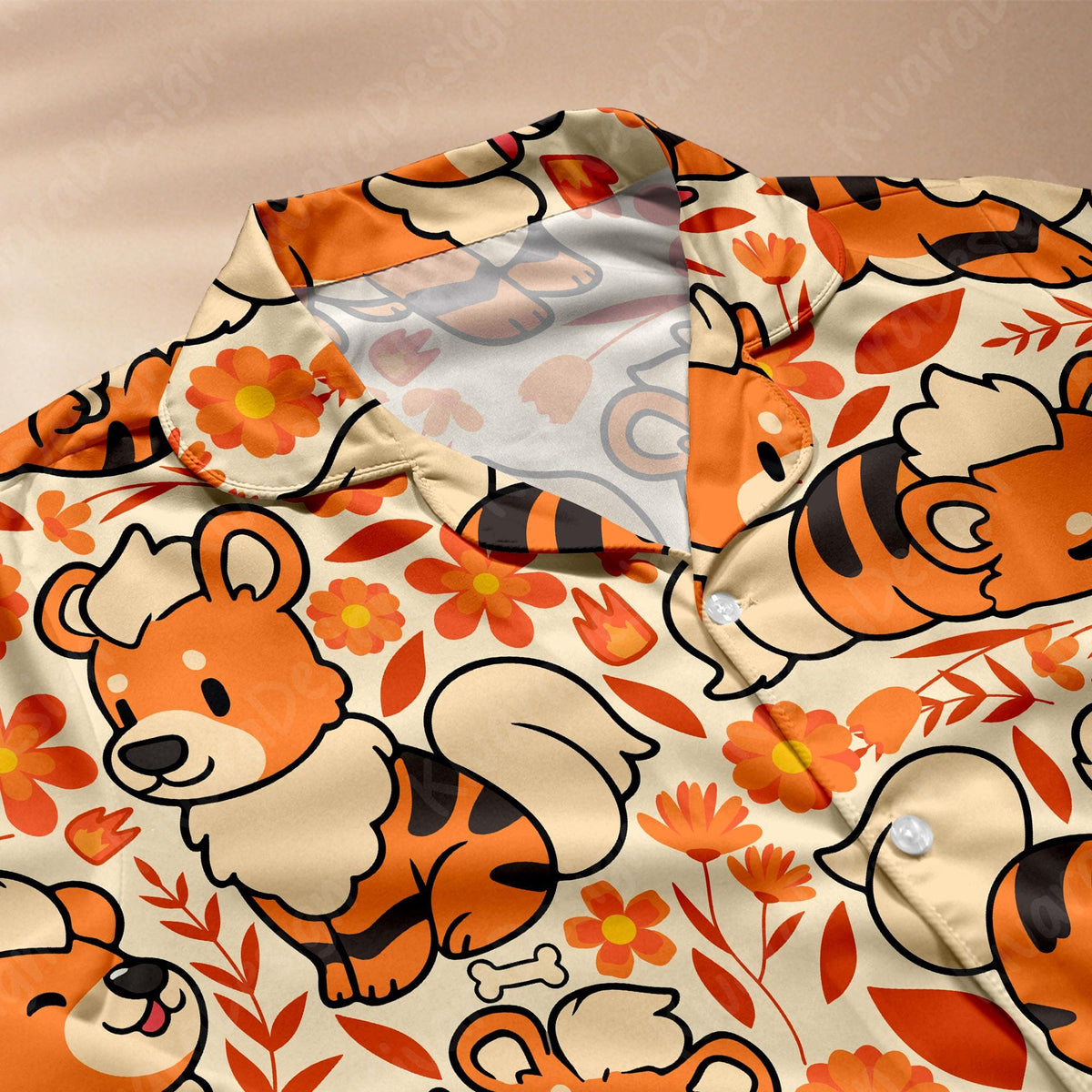 Growlithe Art Pajama Set, Summer Beach Soft Polyester Anime Sleepwear Gift Gamer Cozy Set