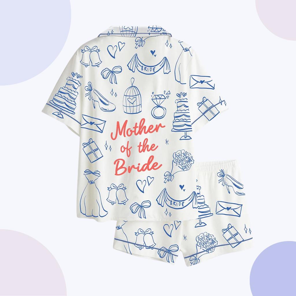 Mother of the Bride Pajamas, Wedding Morning Sleepwear, Button Up Lounge Set