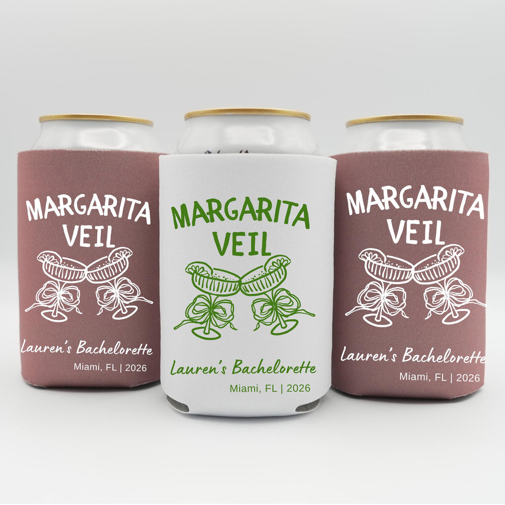 Margarita Veil Bachelorette Can Cooler | Final Fiesta Party Favor | Personalized Can Sleeve | Custom Bridal Weekend Gift
