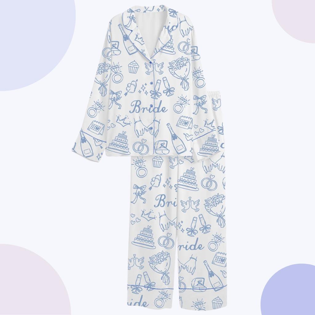 Bride Pajama Set – Wedding Doodles, Bachelorette Sleepwear