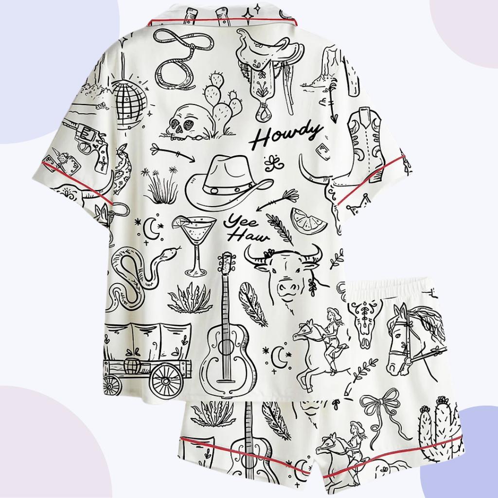 Disco Cowgirl Pajama Set, Western Bachelorette Party Sleepwear