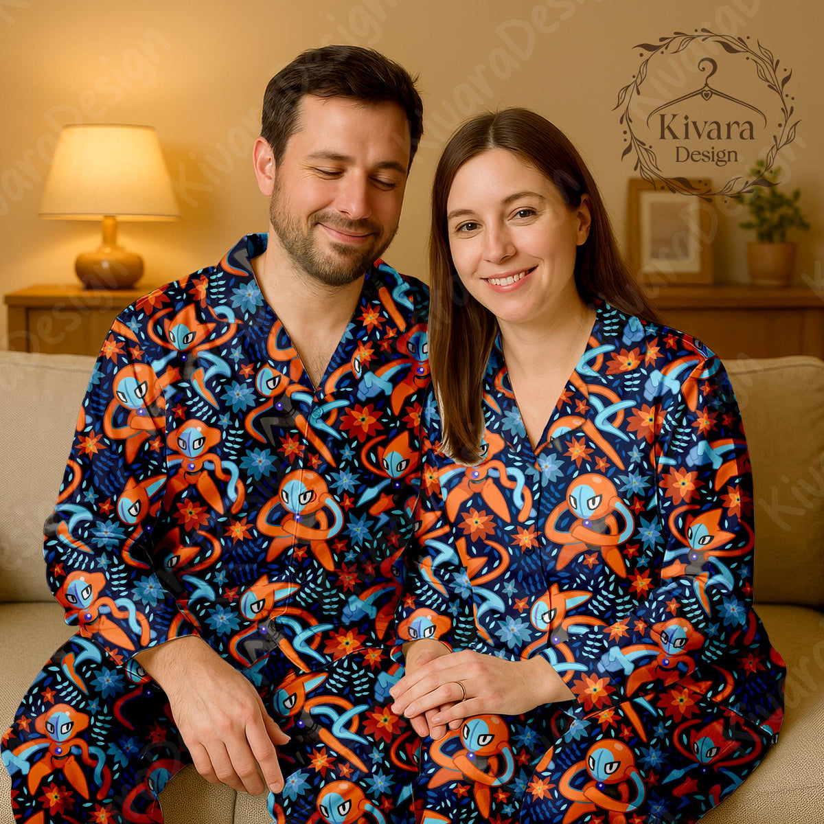Deoxys Form Pajama Set, Legendary Soft Polyester Anime Sleepwear Robot Manga Gamer Cozy Set