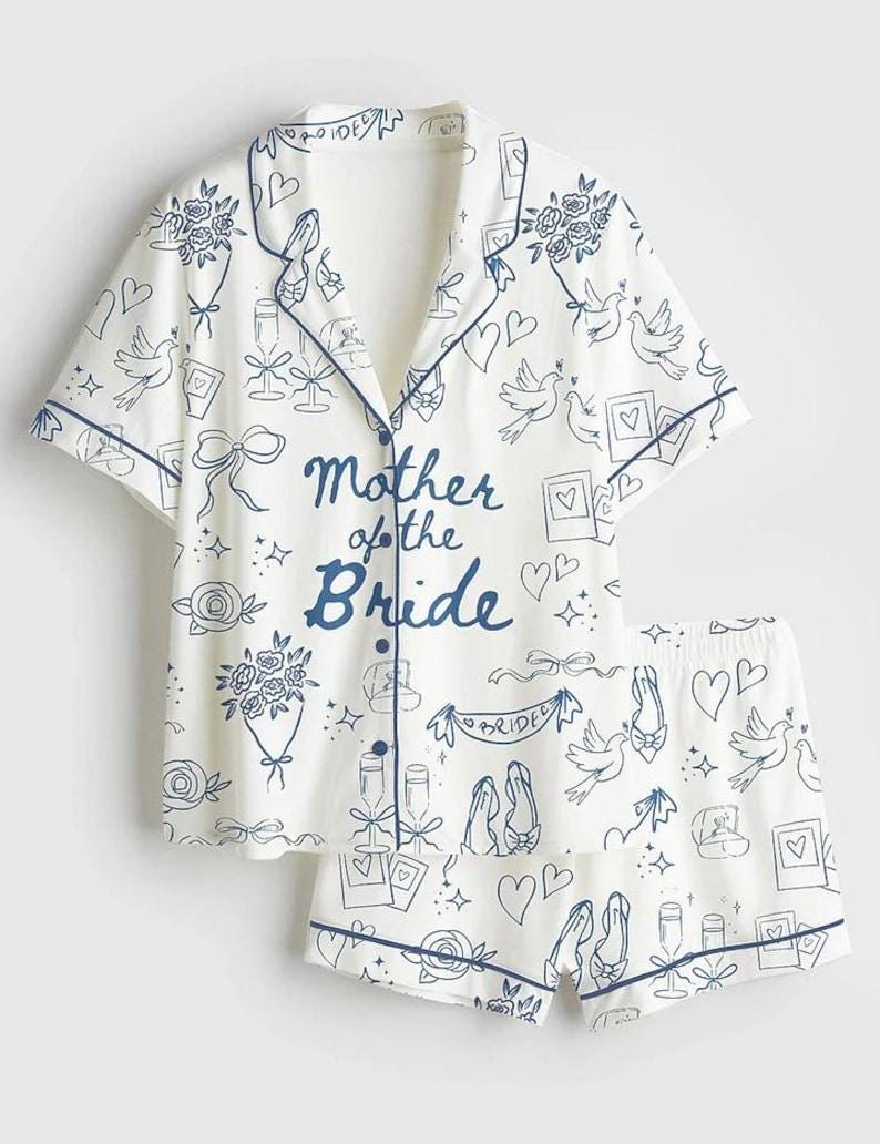 Mother of the Bride Pajama Set Silky Sleepwear Wedding Gift for Mom