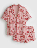 Dachshund Print Satin Pajama Set: Silky Sleepwear for Women