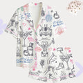 Girls Trip Pajama Set, Travel Doodle Pajamas, Bachelorette Party Sleepwear, Vacation PJs
