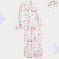 Pink Champagne & Roses Satin Pajamas – Bridal Party Luxury Sleepwear Set