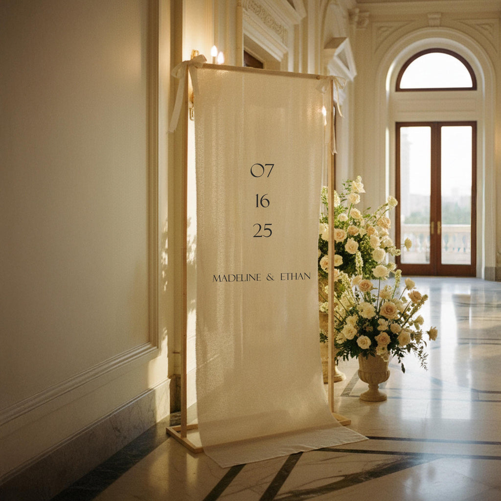 Custom Linen Wedding Welcome Sign, Engagement Party Decor
