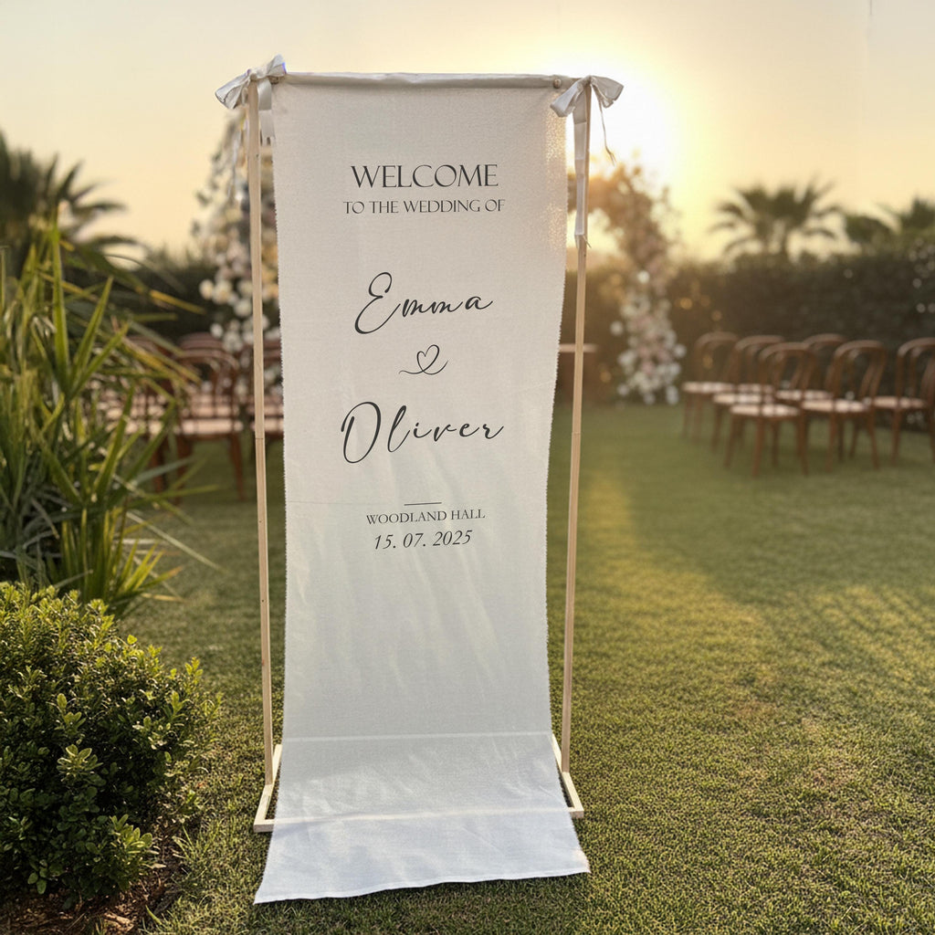 Custom Linen Wedding Welcome Sign, Engagement Party Decor