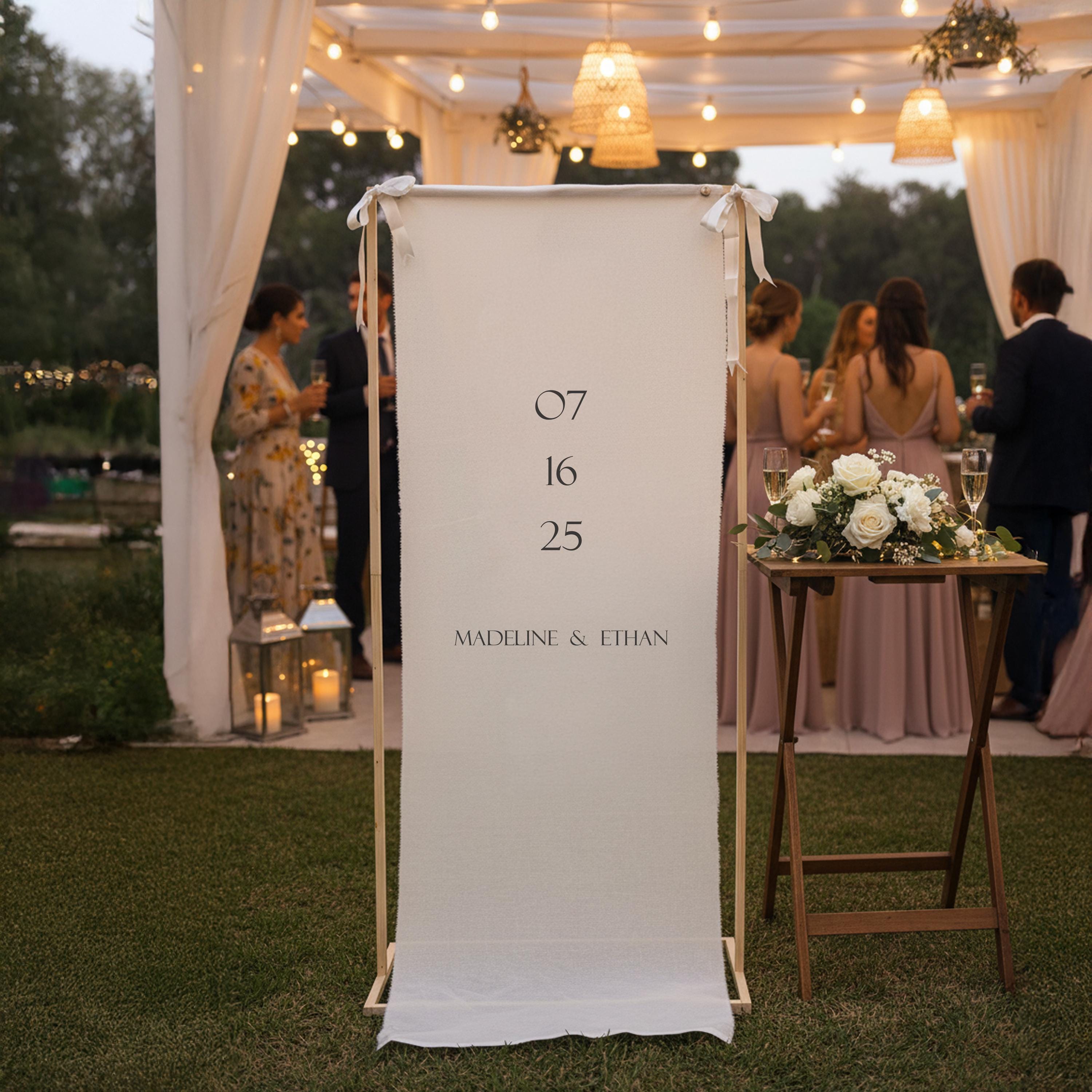 Fabric Wedding Welcome Sign, Custom Wedding Sign Banner, Boho Wedding Welcome Sign, Engagement Party Decor, Event Welcome Sign