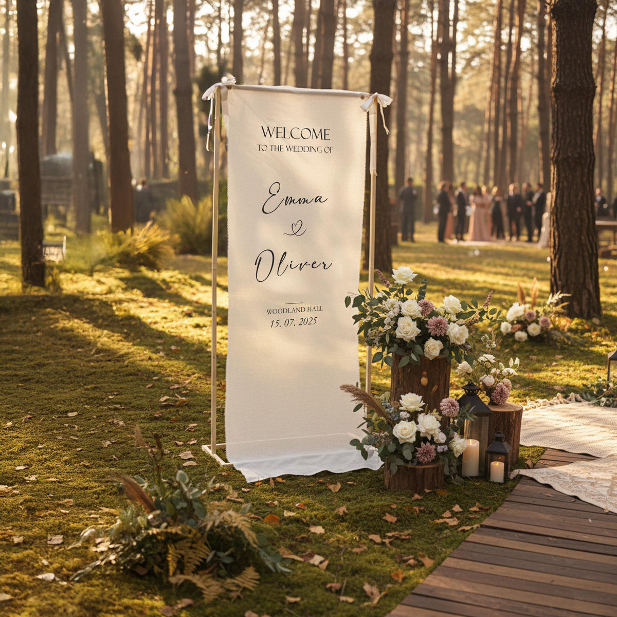 Wedding Welcome Sign, Linen Fabric Welcome Sign, Custom Wedding Decor, Wedding Signage, Ceremony Sign