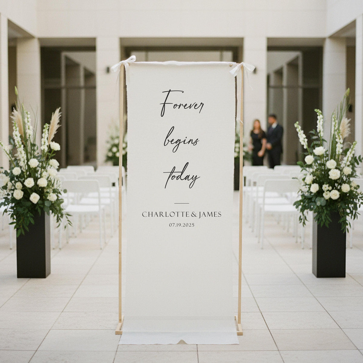 Custom Wedding Welcome Sign, Fabric Linen Wedding Sign, Large Vintage Event Welcome Sign, Personalized Wedding Signage