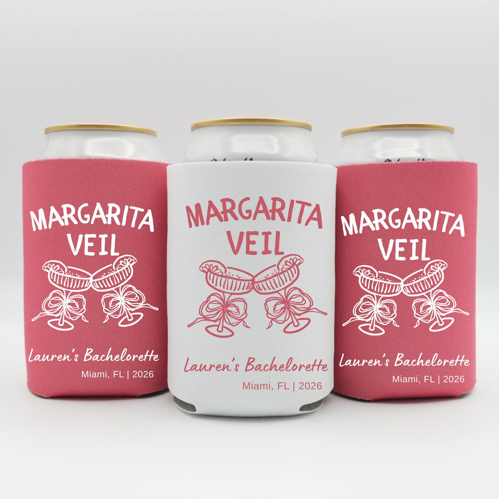 Margarita Veil Bachelorette Can Cooler | Final Fiesta Party Favor | Personalized Can Sleeve | Custom Bridal Weekend Gift