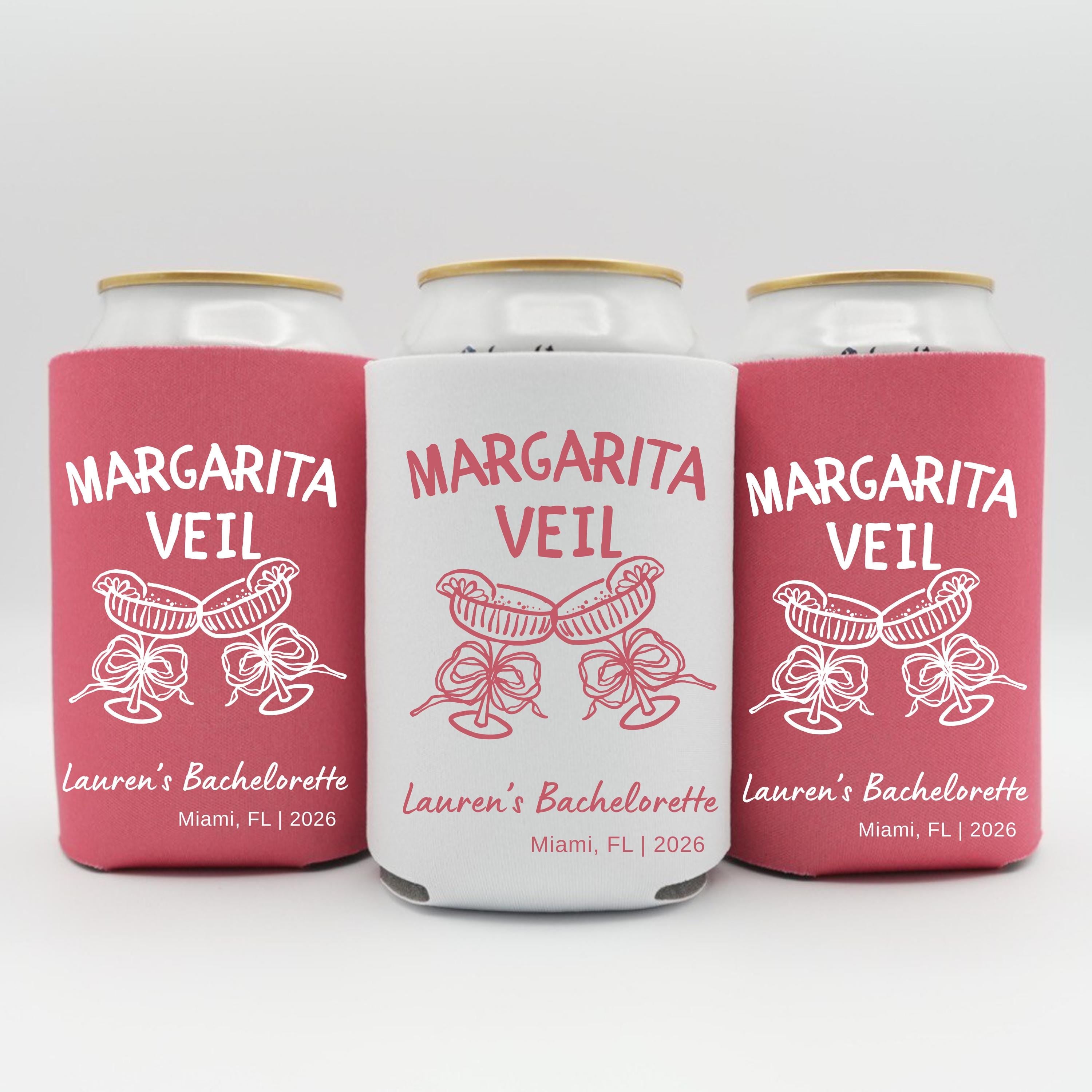 Margarita Veil Bachelorette Can Cooler | Final Fiesta Party Favor | Personalized Can Sleeve | Custom Bridal Weekend Gift