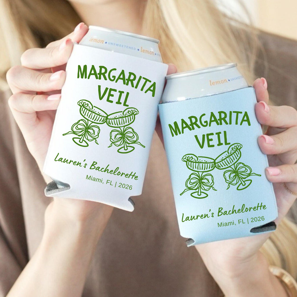 Margarita Veil Bachelorette Can Cooler | Final Fiesta Party Favor | Personalized Can Sleeve | Custom Bridal Weekend Gift