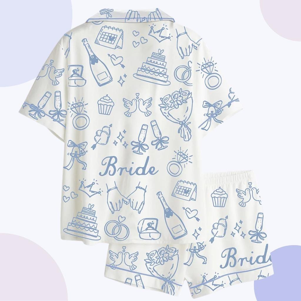 Bride Pajama Set – Wedding Doodles, Bachelorette Sleepwear
