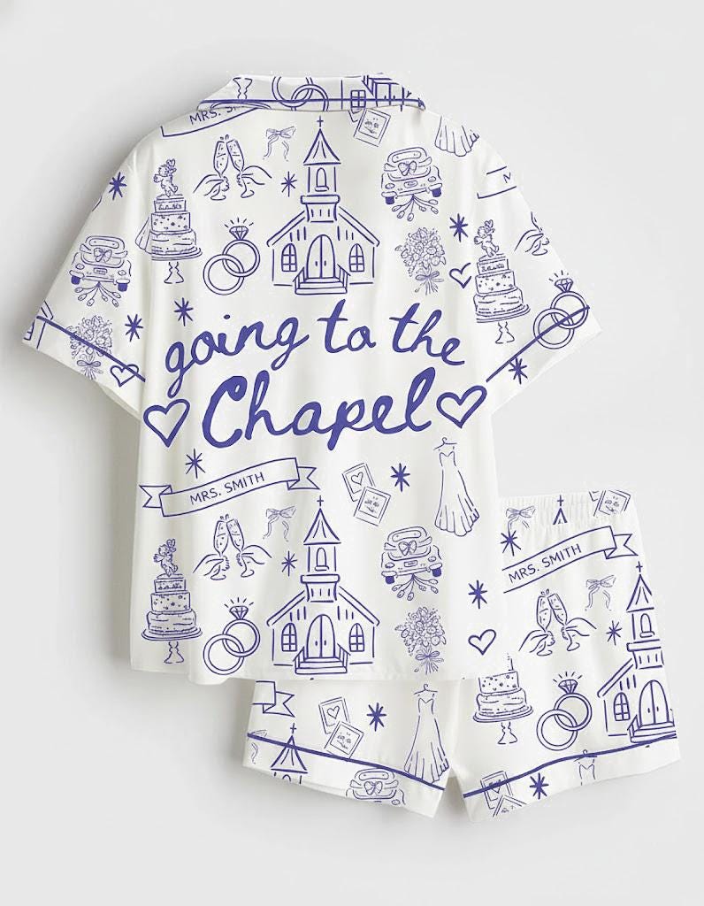 Going To The Chapel Pajama Wedding Set, Gonna Get Married Coquette Wedding Bride Sleepwear Set, Engagement for Bride, Set Gifts For Women