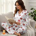 Satin Pajama Set: Women's Novelty Print Loungewear