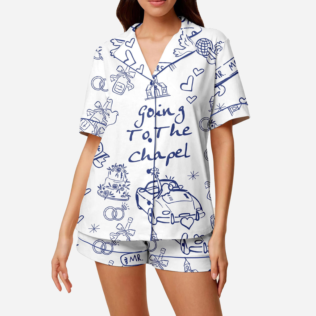 Bridal Pajama Set – Wedding Toile Print Bachelorette Sleepwear for Bride