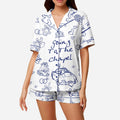 Bridal Pajama Set – Wedding Toile Print Bachelorette Sleepwear for Bride