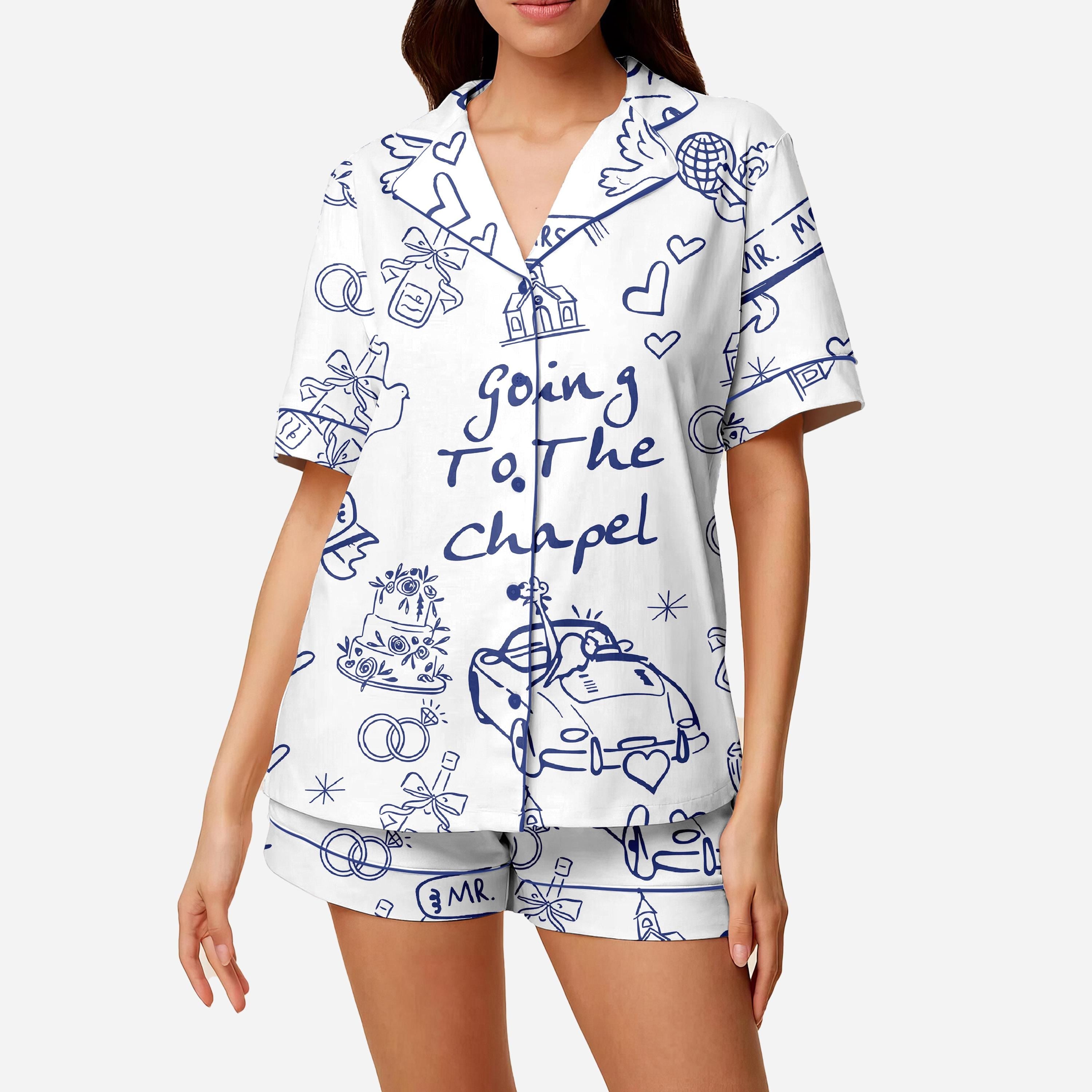 Bridal Pajama Set – Wedding Toile Print Bachelorette Sleepwear for Bride