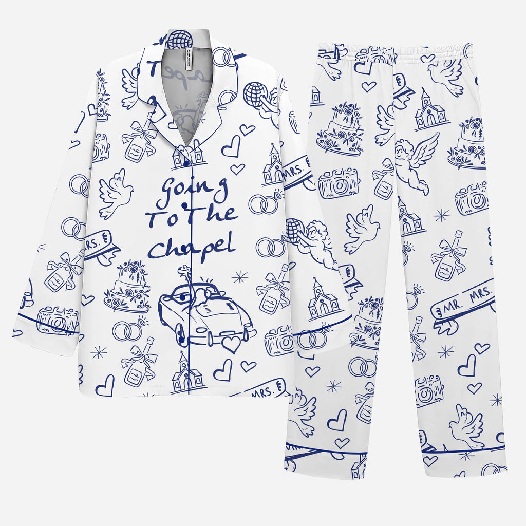 Bridal Pajama Set – Wedding Toile Print Bachelorette Sleepwear for Bride