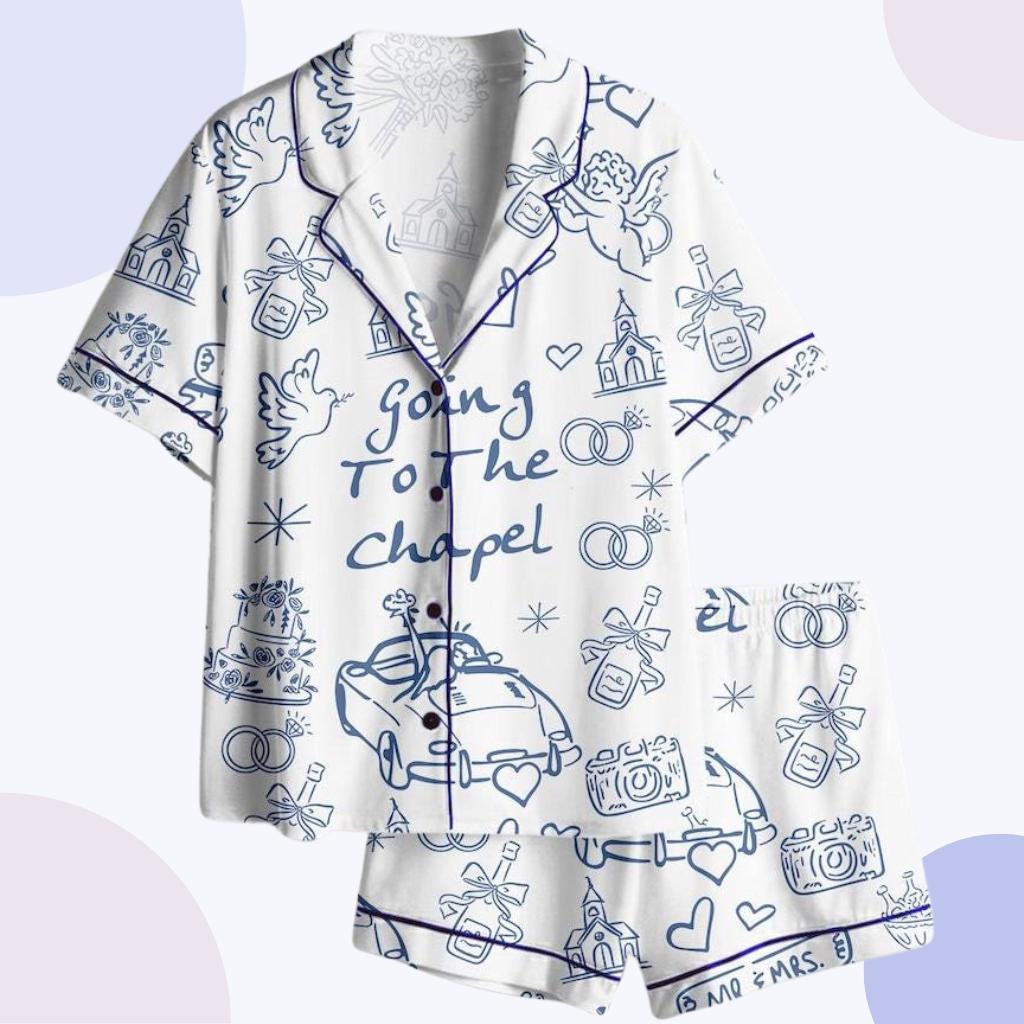 Bridal Pajama Set – Wedding Toile Print Bachelorette Sleepwear for Bride