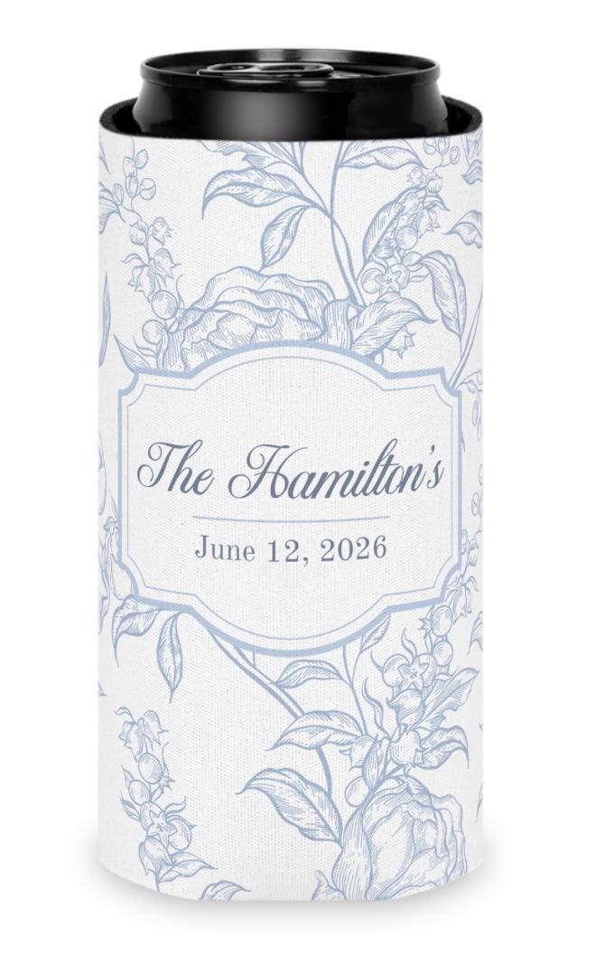 Personalized Wedding Can Coolers Blush Pink Floral Can Sleeves Custom Name Bridal Party Favor Gifts Bridal Party Gift for Maid of Honor