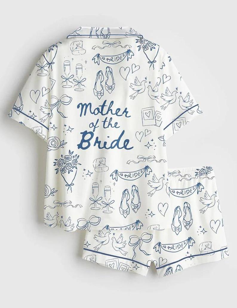 Mother of the Bride Pajama Set Silky Sleepwear Wedding Gift for Mom