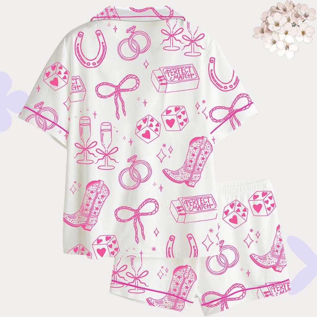 Pink Western Pajama Set, Cowgirl Bachelorette Party Women's PJs