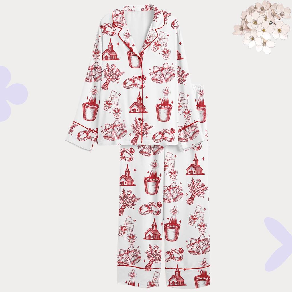 Wedding Toile Pajamas for Bride – Romantic Bridal Morning Sleepwear