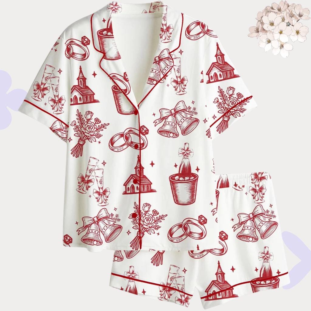 Wedding Toile Pajamas for Bride – Romantic Bridal Morning Sleepwear