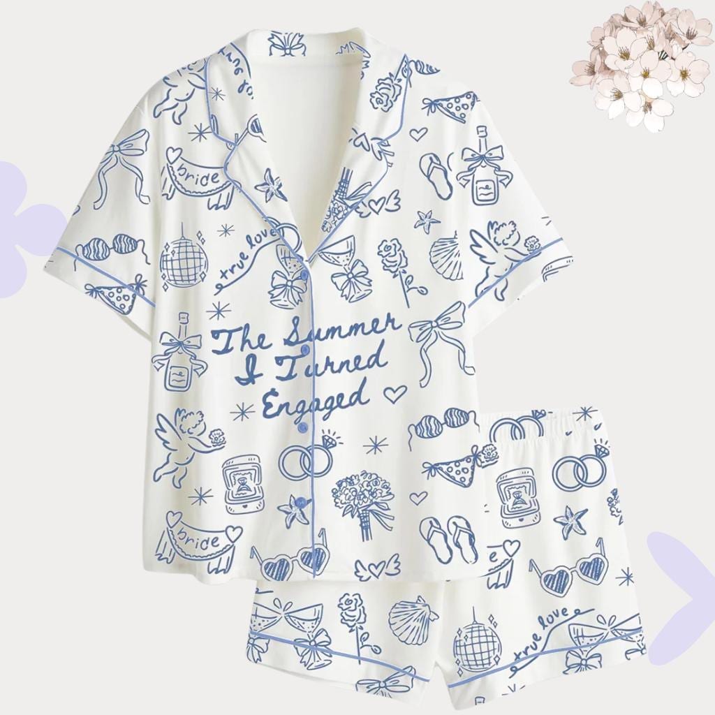 Bridal Toile Pajama Set – Engagement & Bachelorette Party Sleepwear