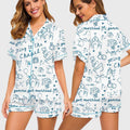 Bridal Pajama Set Satin Sleepwear Wedding Print Bachelorette Gift for Bride