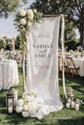 Personalized Linen Wedding Welcome Sign, Custom Fabric Banner, Bridal Showers & Special Events, Anniversary Banner, Boho Wedding Decor