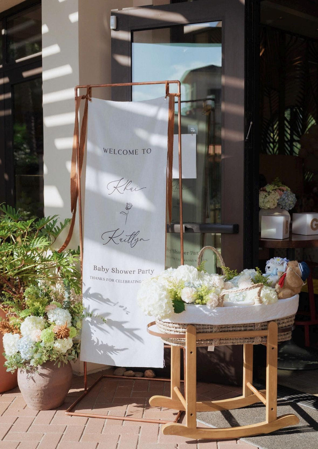 Linen Wedding Welcome Sign | Personalized Baby Shower Banner | Modern Outdoor Linen Sign | Custom Text