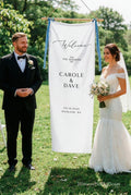 Linen Wedding Welcome Sign | Personalized Baby Shower Banner | Modern Outdoor Linen Sign | Custom Text