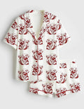 Dog Print Pajama Set Satin Sleepwear Martini Dog Lover Gift for Her