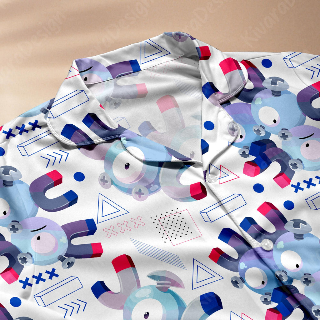 Magnemite Evolution Pajama Set, Unique Sleepwear Polyester Pajamas, Video Game Anime Loungewear for Fans