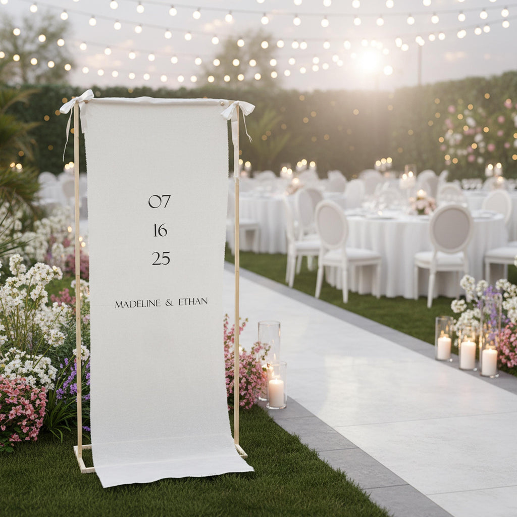 Custom Fabric Wedding Welcome Sign, Personalized Linen Party Banner