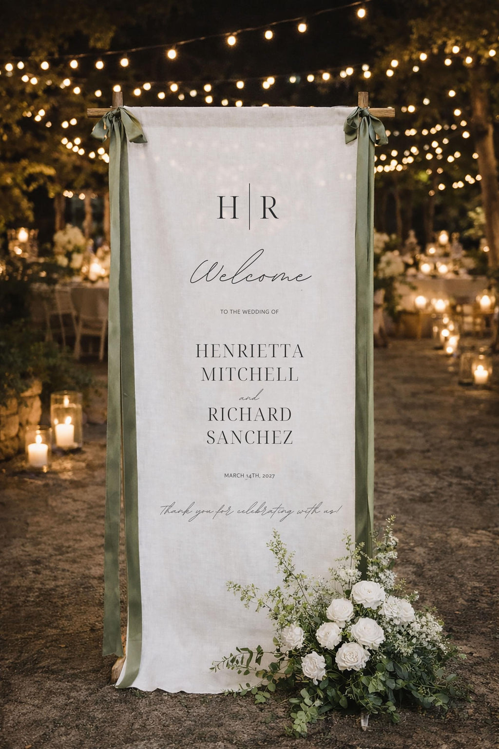 Custom Fabric Wedding Welcome Sign: Modern Polyester Ceremony Decor