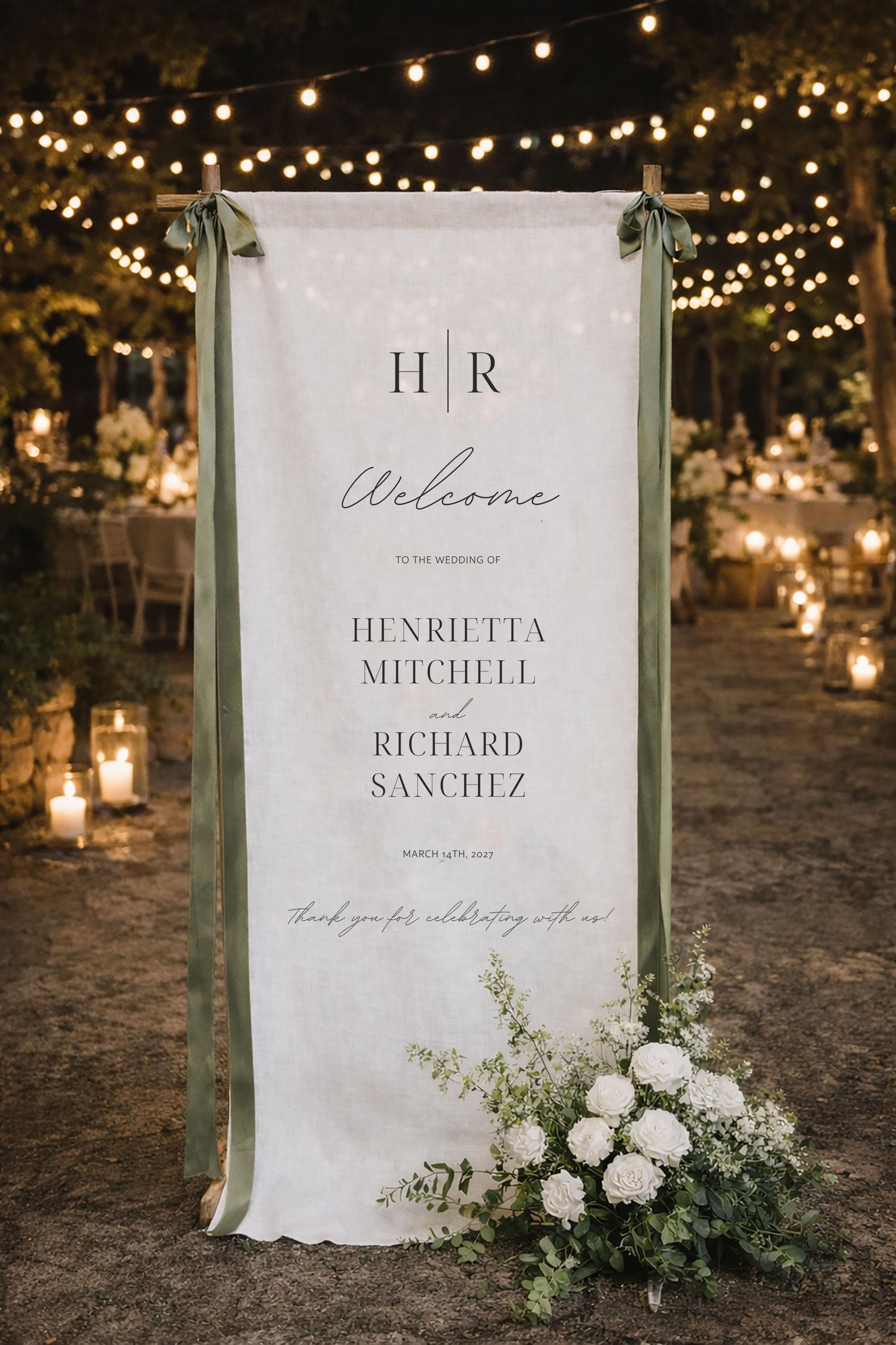 Custom Fabric Wedding Welcome Sign: Modern Polyester Ceremony Decor