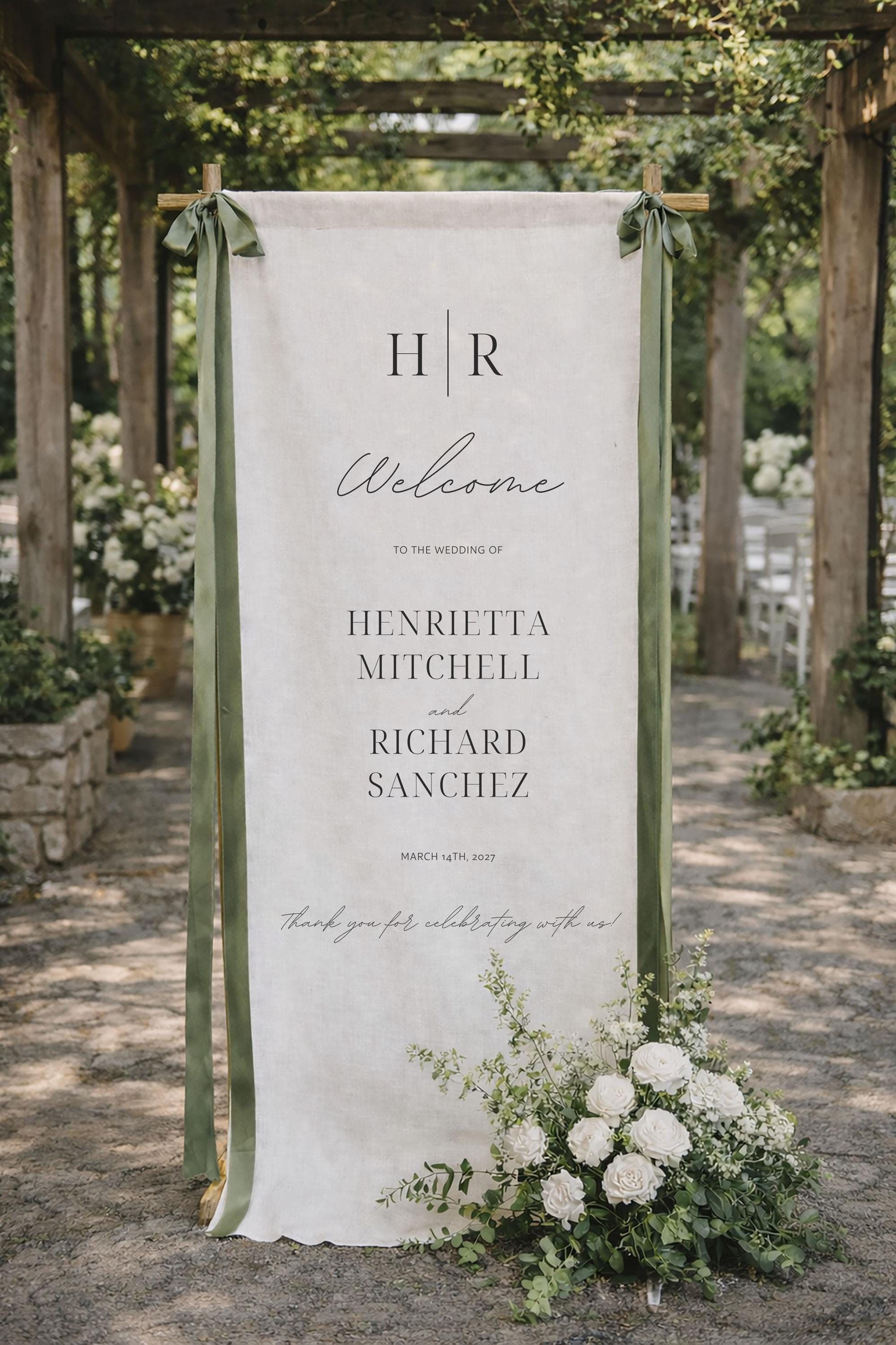 Custom Fabric Wedding Welcome Sign: Modern Polyester Ceremony Decor