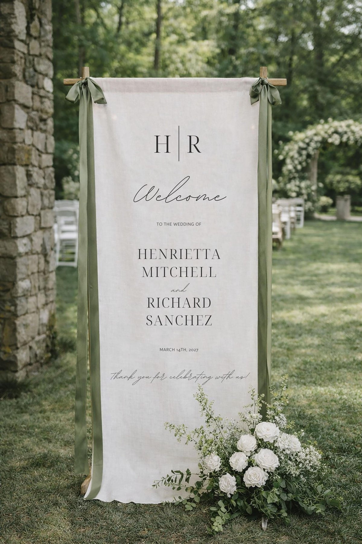Custom Fabric Wedding Welcome Sign: Modern Polyester Ceremony Decor