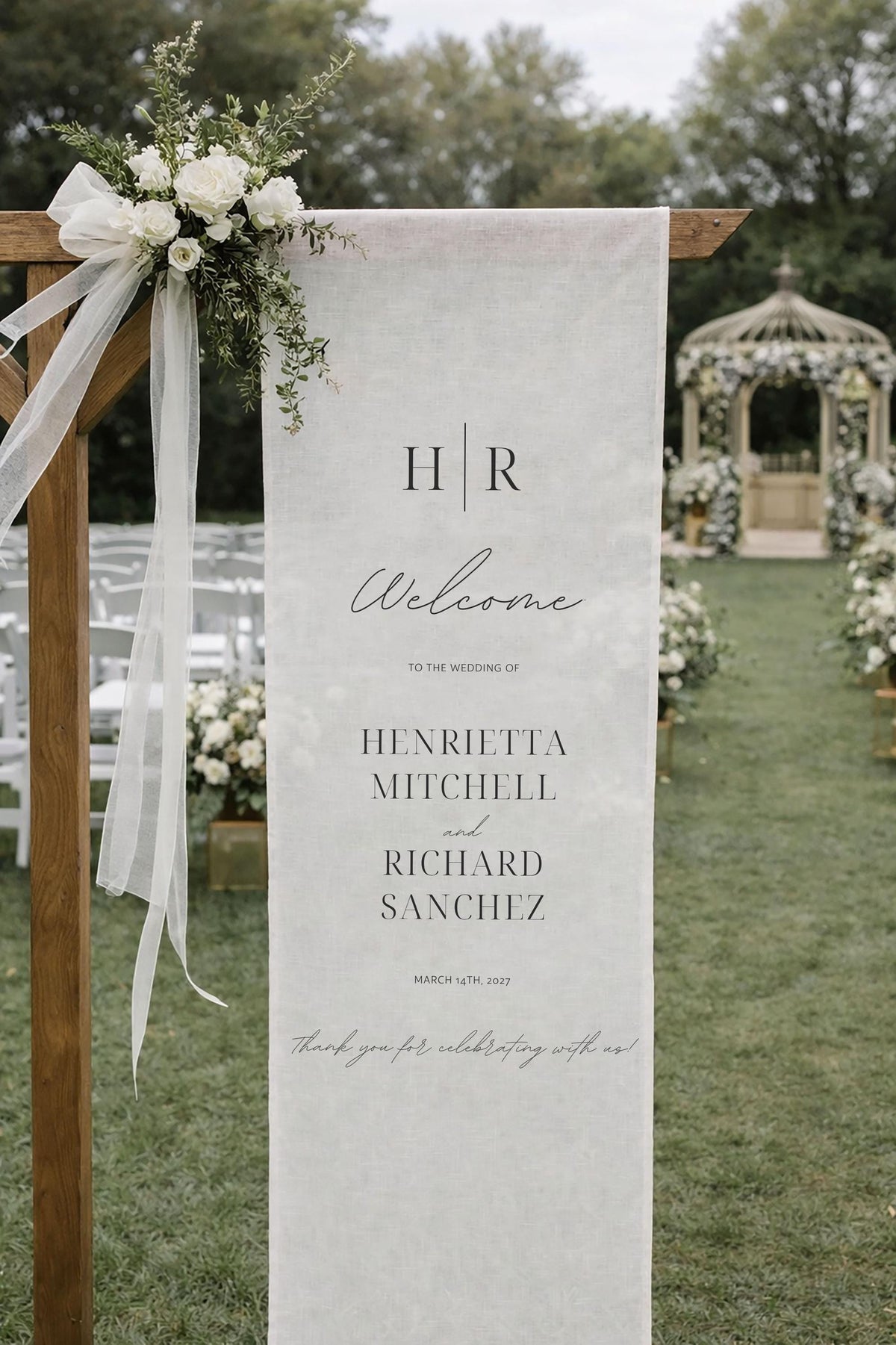 Custom Fabric Wedding Welcome Sign: Modern Polyester Ceremony Decor
