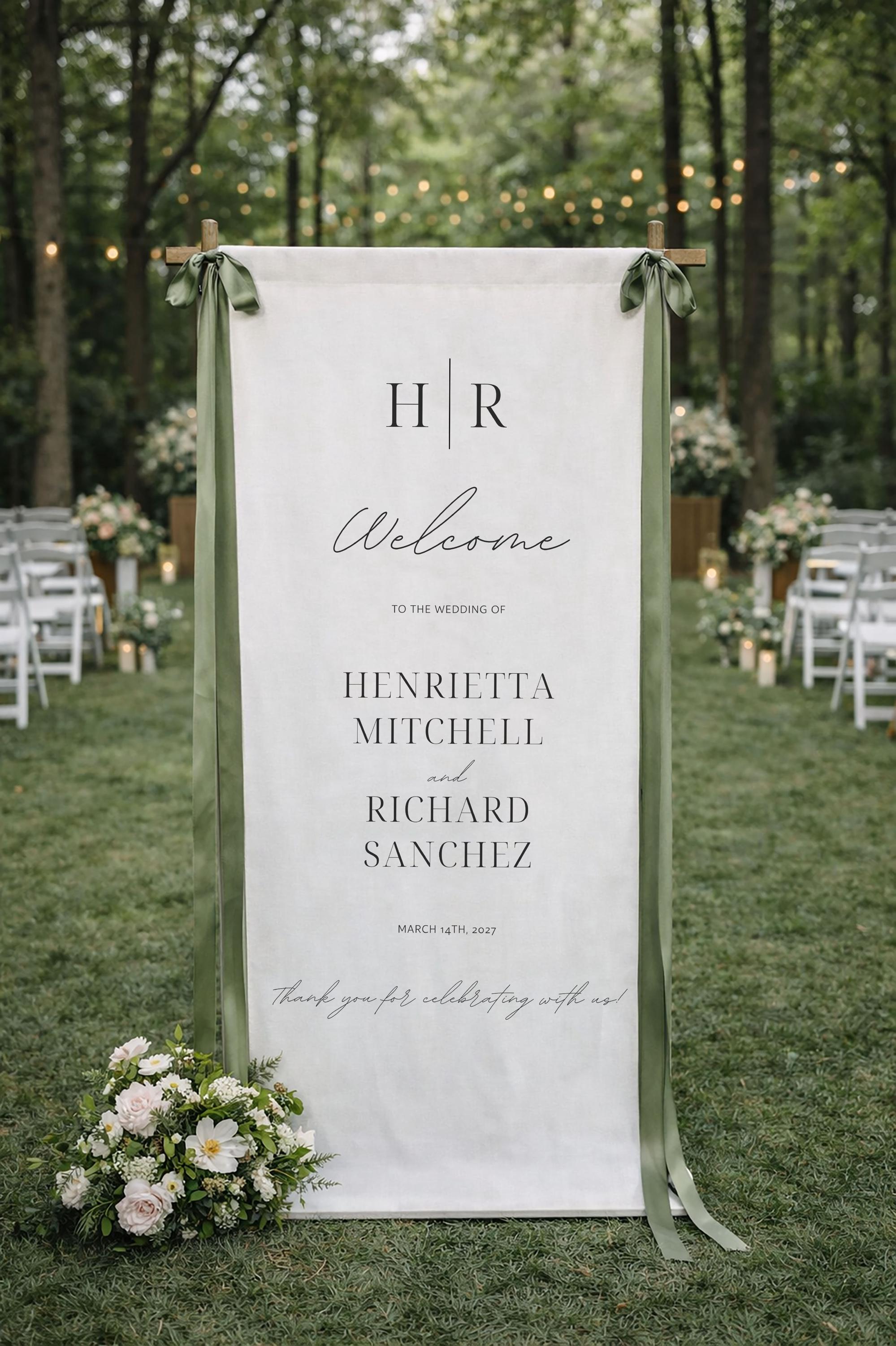 Custom Fabric Wedding Welcome Sign: Modern Polyester Ceremony Decor